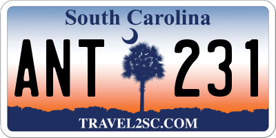 SC license plate ANT231