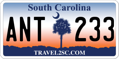 SC license plate ANT233