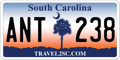 SC license plate ANT238