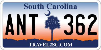 SC license plate ANT362