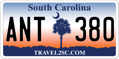 SC license plate ANT380