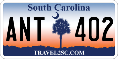 SC license plate ANT402