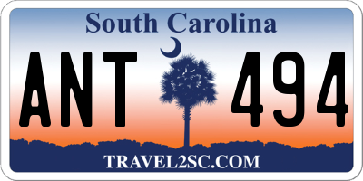 SC license plate ANT494