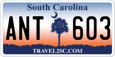 SC license plate ANT603