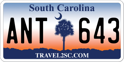 SC license plate ANT643