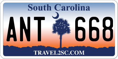 SC license plate ANT668