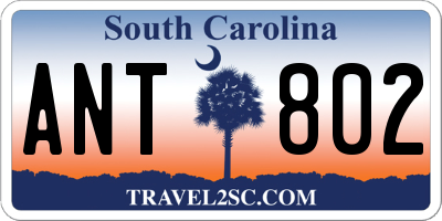 SC license plate ANT802