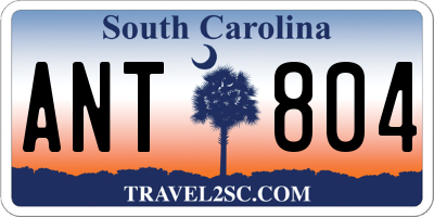 SC license plate ANT804