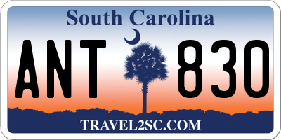 SC license plate ANT830