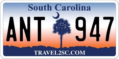 SC license plate ANT947