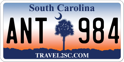 SC license plate ANT984