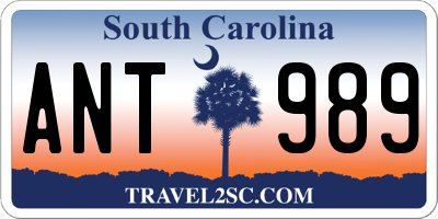 SC license plate ANT989