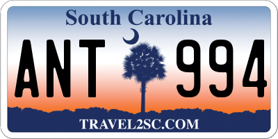 SC license plate ANT994