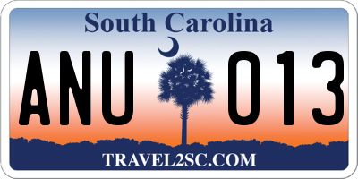 SC license plate ANU013