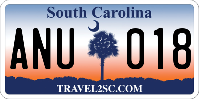 SC license plate ANU018