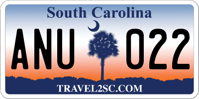 SC license plate ANU022