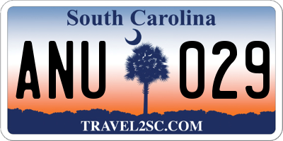 SC license plate ANU029