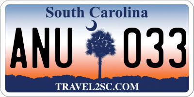 SC license plate ANU033