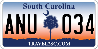 SC license plate ANU034