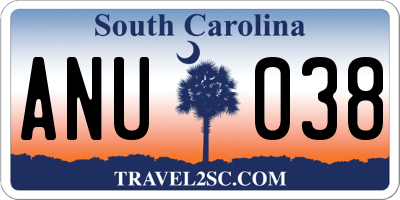 SC license plate ANU038