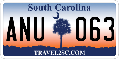 SC license plate ANU063