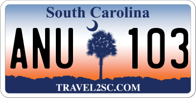 SC license plate ANU103