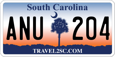 SC license plate ANU204