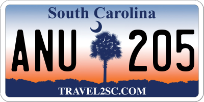 SC license plate ANU205