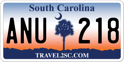 SC license plate ANU218