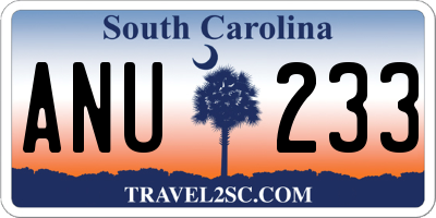 SC license plate ANU233