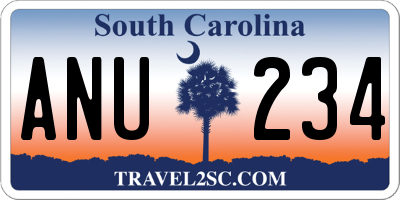 SC license plate ANU234