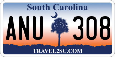 SC license plate ANU308