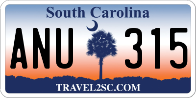 SC license plate ANU315