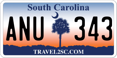SC license plate ANU343