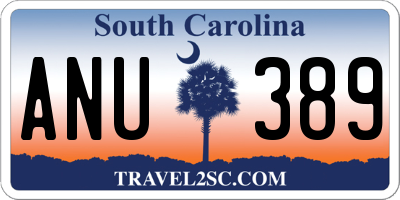 SC license plate ANU389