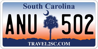 SC license plate ANU502