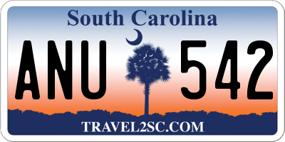 SC license plate ANU542