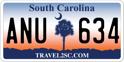 SC license plate ANU634
