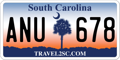 SC license plate ANU678
