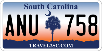 SC license plate ANU758