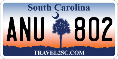 SC license plate ANU802