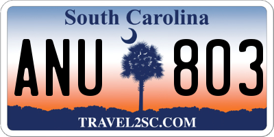 SC license plate ANU803