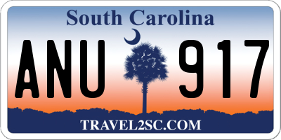 SC license plate ANU917