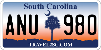 SC license plate ANU980