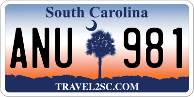 SC license plate ANU981