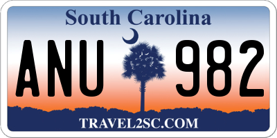 SC license plate ANU982