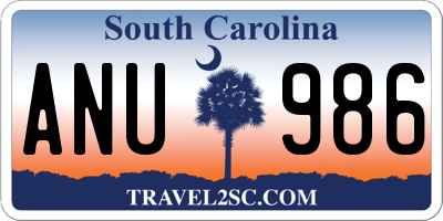 SC license plate ANU986