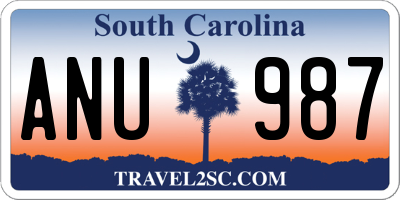 SC license plate ANU987