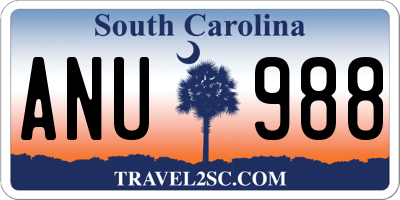 SC license plate ANU988