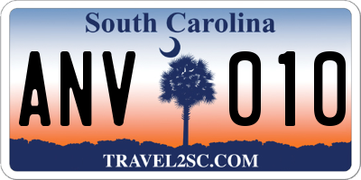 SC license plate ANV010
